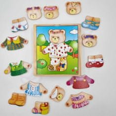 LEBULA Dřevěné puzzle Viga Puzzle Oblečte dívčího medvídka