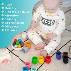 Montessori dřevěná hračka "Balls in cups" 